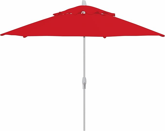 Treasure Garden 11ft Patio Umbrella – Outdoor Market Umbrella – Deluxe Auto-Tilt – White Aluminum Frame (Sunbrella, Jockey Red)