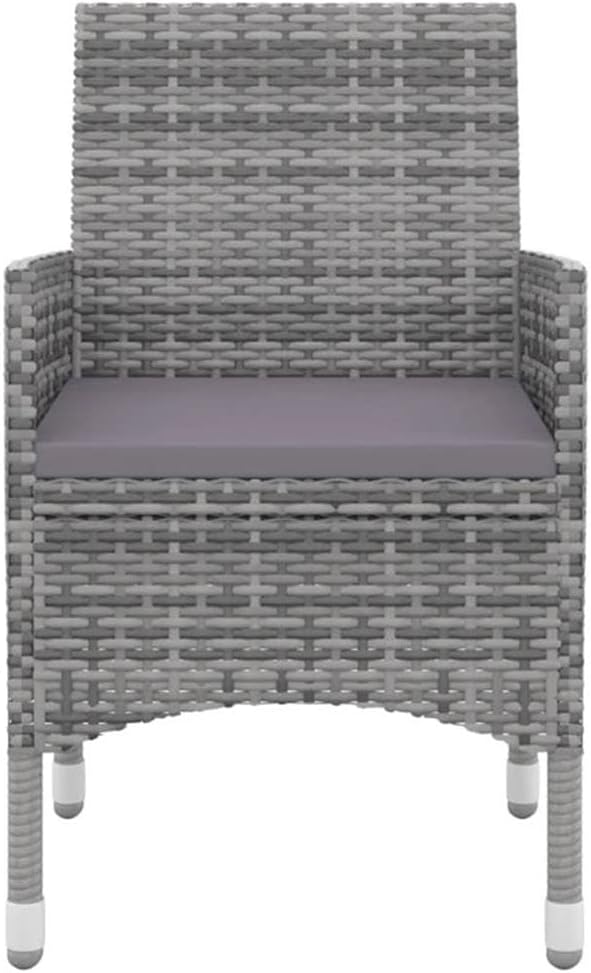 Afuera Living 7-Piece Garden Dining Set, Weatherproof PE Rattan, Gray/Dark Gray/Black, Glass Top Table, Cushioned Chairs, Modern Outdoor Patio Furniture for Terrace or Balcony Dining
