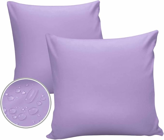 Outdoor Waterproof Throw Pillow Covers Set of 2 Lavender Purple Pillowcases 26x26 Inches Simple Style Patio Decorative Pillows Cushion Case Patio Pillows for Couch Bed Chair Garden