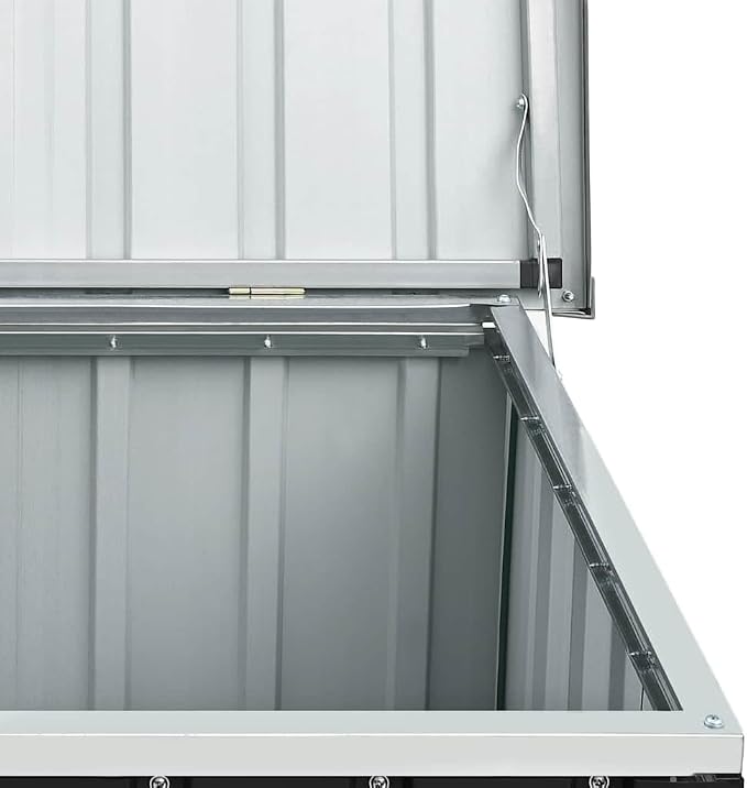 Galvanised Steel Patio Storage Box Anthracite, 58.7x39x36.6 Inch Outdoor Storage Chest for Cushions, Tools, Garden Equipment