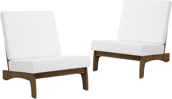 Pia Ricoo Patio Chairs Set of 2, Heavy Duty Wood Patio Furniture Set with Thick Cushions, Bistro Set All-Weather Outdoor Chairs for Balcony, Deck, Poolside, Porch - Beige