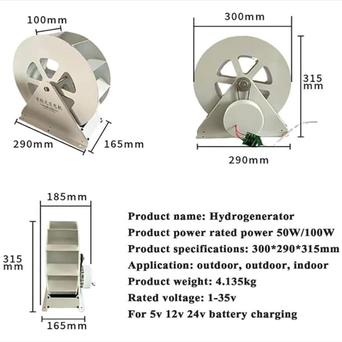 100W Micro Hydro Turbine Generator - Low-Speed Waterwheel Hydroelectric Power Plant for Outdoor Use, Disc-Type Electricity Generation, Eco-Friendly Energy Solution