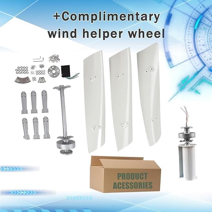 2000W Portable Veal Wind Generator with MPPT Controller, 3-Blade Wind Turbine for Home & Outdoor Renewable Energy Power System