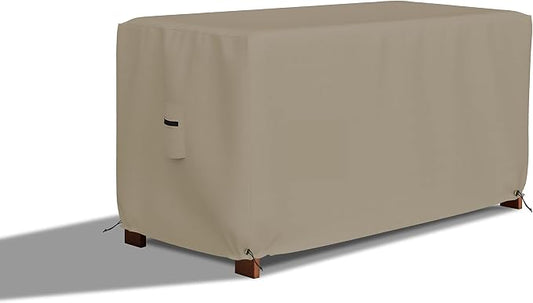 Covers & All Patio Deck Box Cover - Heavy Duty 12 Oz Waterproof Outdoor Yard Cushion Storage Box Protection 100% Weather Resistant with Air Pockets and Drawstring. (44”W X 28”D x 24”H, Beige)
