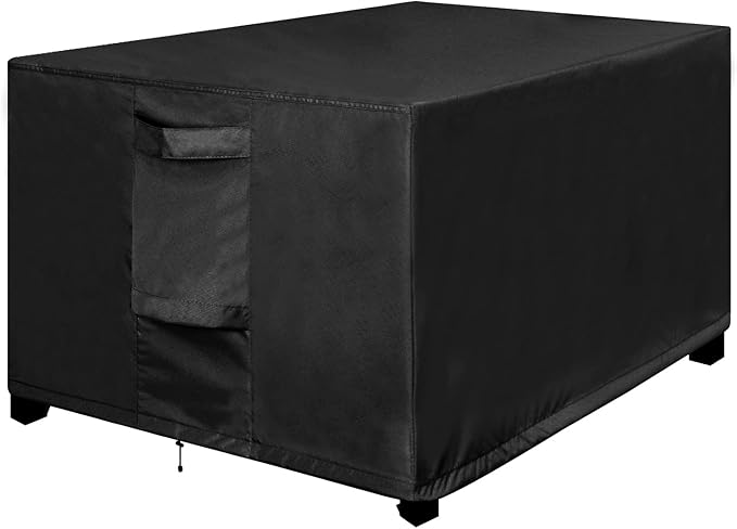 OutdoorLines Outdoor Waterproof Patio Ottoman Covers - Rectangle UV-Proof Patio Side Table Cover Windproof Heavy-Duty Furniture Covering Protector 34L x 24W x 17H Inch, Black