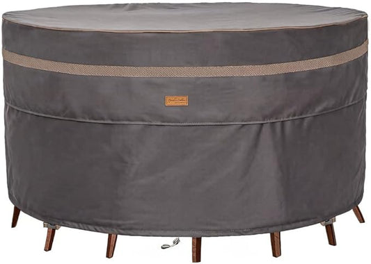 Heavy Duty Waterproof Patio Furniture Covers UV Resistant Round Outdoor Table Chair Covers Large Round 96"Diax28"H Dark Grey