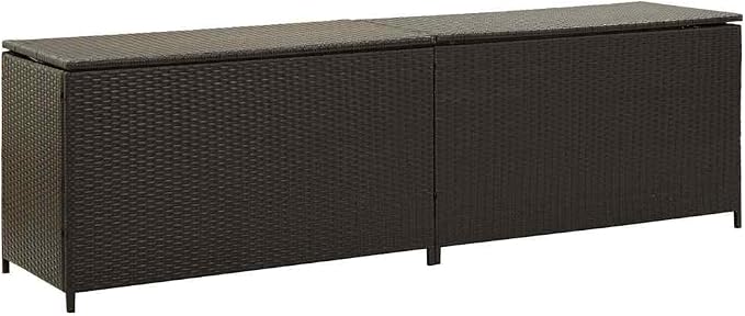 Patio Storage Box, 78.7 Inch Large Poly Rattan Deck Box for Outdoor Cushions and Garden Tools, Rectangular Storage Trunk with PE Liner for Backyard and Balcony, Brown