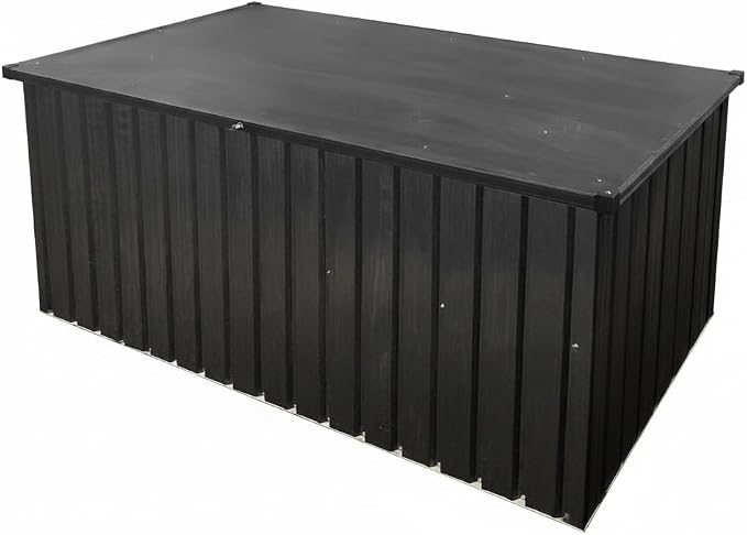Outdoor Storage Box Metal, Waterproof Deck Box Lockable with Lid, Large Patio Garden Storage Container for Cushions Pillows Toys Tools Heavy Duty Black Medium Storage Chest