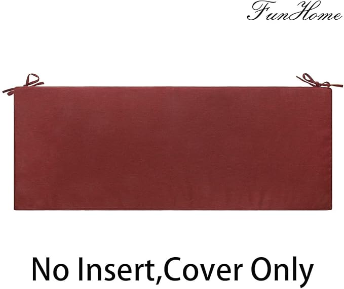 FUNHOME Outdoor Bench Cushion Cover 45 x18 x 3 inch,Water Resistant Cover with Zipper&Ties,Fade-Resistant Slipcover,Patio Porch Swing Cushion Cover Replacement Only,No Insert(Dark Red)