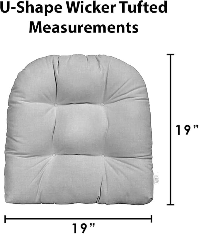 RSH DECOR Sunbrella Tufted Wicker U-Shape Cushions Set of 2 | 19” x 19” | Outdoor Seat Cushions for Patio Furniture| Crafted with Sunbrella Performance Fabric | Made in USA (Cast Pumice Sand)