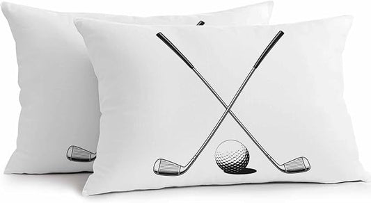 Vandarllin Outdoor Throw Pillows Covers 20x12 inch Set of 2 Waterproof Golf Ball Club Decorative Zippered Cushion Covers for Patio Furniture, Game Sports Lumbar Pillowcases