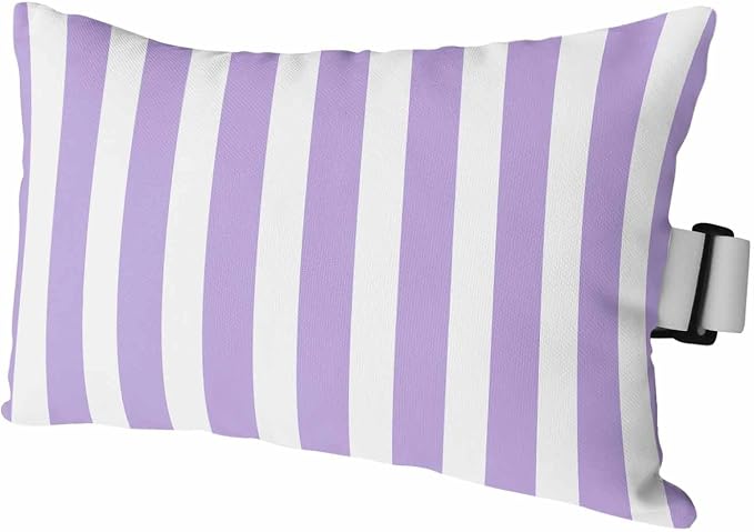 Purple Striped Outdoor Chaise Lounge Head Pillow with Insert,Modern Farmhouse Purple White Stripes Waterproof Headrest Lumbar Pillow Cusion Cover with Elastic Strap for Patio Recliner,12"x20" 1PCS