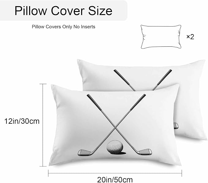 Vandarllin Outdoor Throw Pillows Covers 20x12 inch Set of 2 Waterproof Golf Ball Club Decorative Zippered Cushion Covers for Patio Furniture, Game Sports Lumbar Pillowcases
