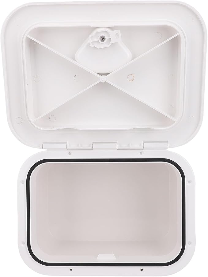 Tbest Marine Boat Storage Box ABS Plastic Embedded Deck Compartment Organizer for Fishing Gear Tools Bait Accessories White 37.5 x 27 17.5cm