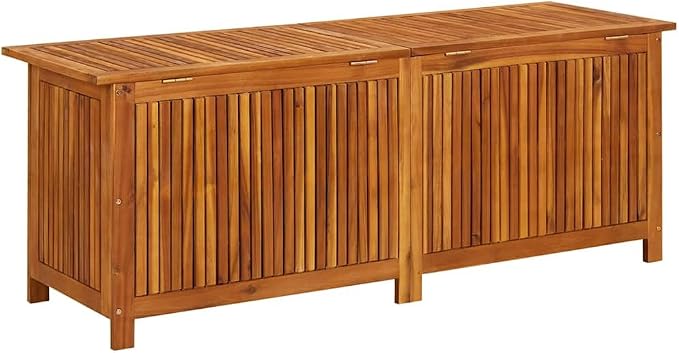 Solid Acacia Wood Patio Storage Box with Gas-Lift Lid 59.1"x19.7"x22.8" Outdoor Deck Box Bench for Poolside Backyard Garden Furniture Cushion Organization