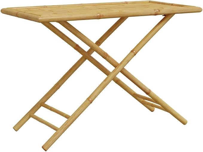 5 Piece Garden Dining Set Bamboo Folding Table and 4 Chairs Rectangular Outdoor Patio Furniture for Balcony Terrace and Backyard Natural Beige 21.7x43.3x29.5in