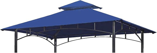 Grill Gazebo Replacement Canopy Top - Wonwon 5x8 Gazebo Roof Double Tiered Outdoor BBQ Roof Cover Grill Shelter Only Fit for Model L-GG001PST-F (Blue)