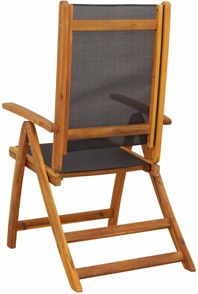 7 Piece Patio Dining Set Solid Acacia Wood with Extendable Table 59-79 Inches and 6 Folding Chairs Adjustable 5 Positions for Garden Terrace Backyard Outdoor Use