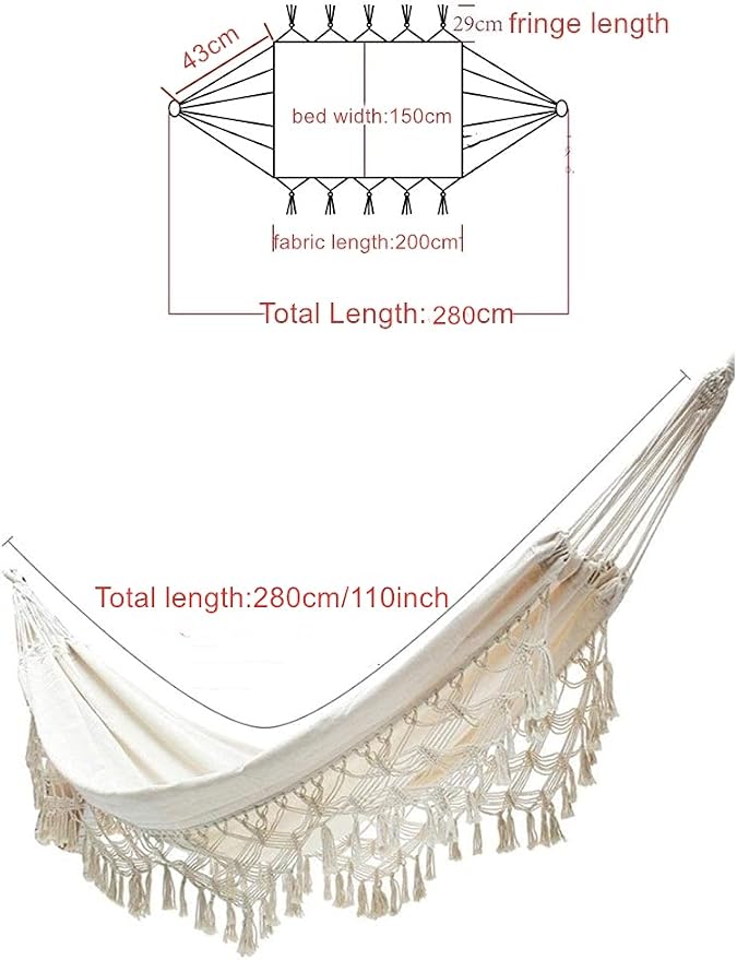 Outdoor Hammock Patio Hammock Beach Vacation Camping Climbing Traveling Hiking Picnic Outdoor Recreation Suitable for 2 Adults with a Maximum Load of 400lbs