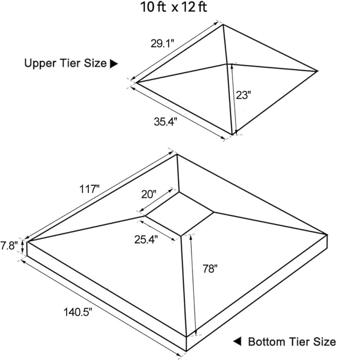 Gazebo Replacement Top 10x12 FT, Gazebo Canopy Replacement Cover for 2 Tier Outdoor Patio Garden Tent Frames,Canopy Cover with Air Vent, Brown
