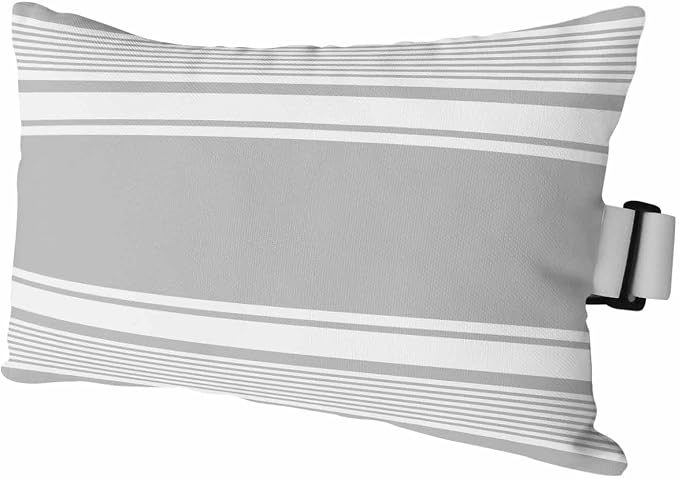 Outdoor Lumbar Pillow Set of 1, Farmhouse Grey Waterproof Beach Headrest Pillow with Inserts, Farmhouse Gray Line Striped Recliner Throw Pillows for Patio Furniture, 11 x 16