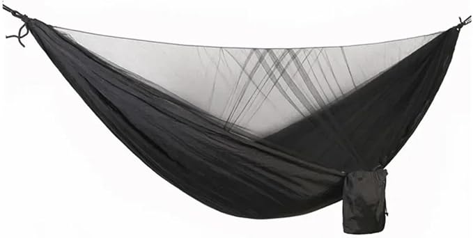Hammocks, Camping Hammock with Mosquito Net Portable Parachute Strap Double Travel Hammock,Outdoor Backpacking Hammock Swing Chair,for Outside(Black)