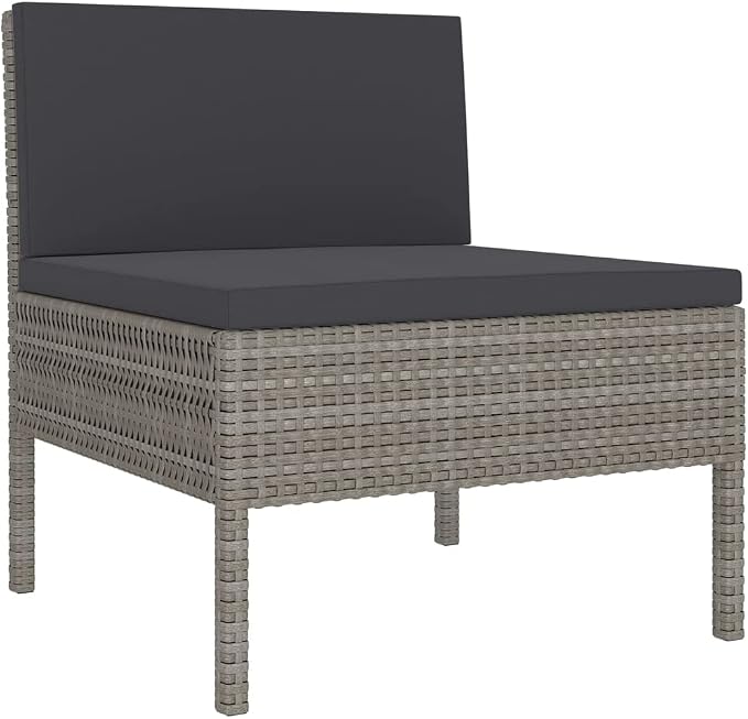 6 Piece Patio Lounge Set with Cushions,Patio Sofa,Outdoor Daybed,Outdoor Furniture Sets,Patio Seating,Patio Conversation Sets,Modern Set,Patio Furniture Set,Front Porch Furniture, Poly Rattan Gray