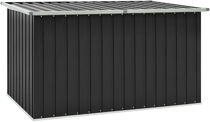 Patio Storage Box Anthracite 67.3"x39"x36.6" Large Outdoor Deck Box for Cushions and Garden Tools, Matte Galvanized Steel Rectangular Storage Chest for Garden and Terrace