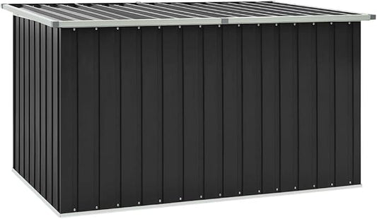 67.3" Large Outdoor Storage Box, Anthracite Metal Galvanized Steel Deck Box for Patio Cushions, Gardening Tools and Pool Accessories, Rectangular Matte Garden Chest