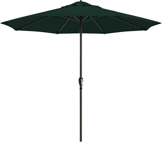 California Umbrella 10-Year Protection 9 Ft Outdoor Patio Umbrella, Pacifica Fade-Resistant Fabric, Auto-Tilt, Heavy Duty Aluminum Frame, 8 Reinforced Ribs for Pool or Deck, Bronze Pole, Hunter Green