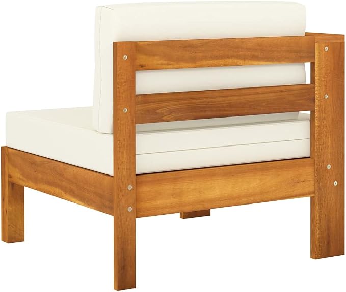 4-Seater Patio Sofa with Cream White Cushions,Outdoor Couch,Patio Bar Set,Modern Outdoor Furniture,Dining Bench with Back,Bistro Set,for Patio Deck Garden,Backyard & Lawn,Solid Acacia Wood