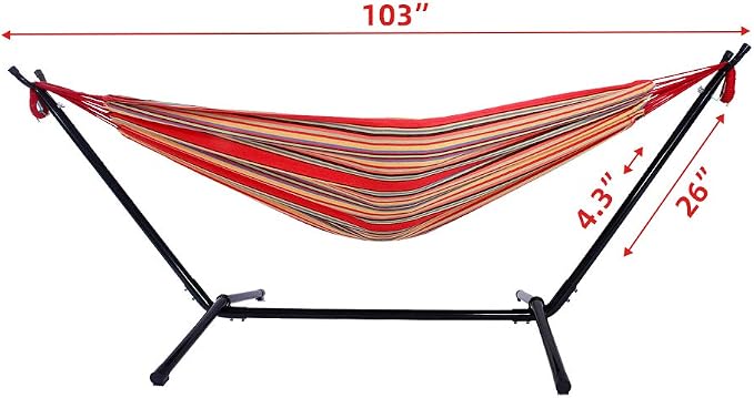 Portable Outdoor Polyester Hammock Set Red