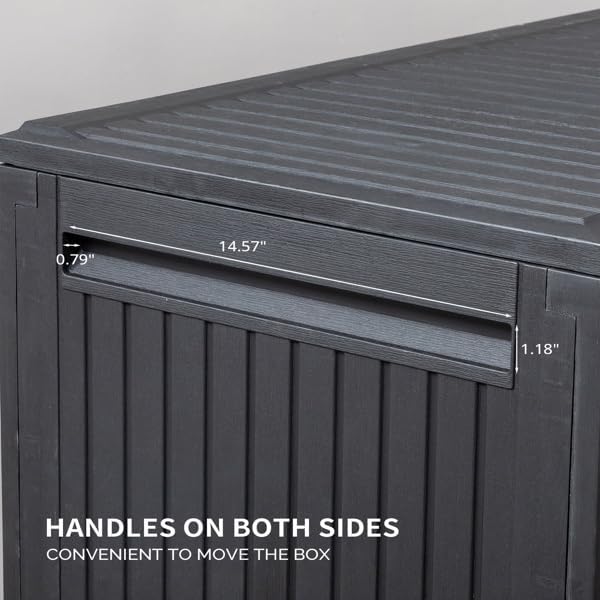 90gal Outdoor Garden Plastic Storage Deck Box Tools Lockable Seat (Black)