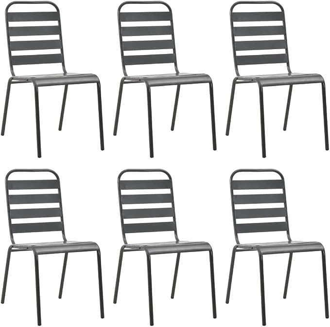 vidaXL Patio Dining Set 7 Piece, Outdoor Dining Set for Garden, Table and Chair for Balcony Dinner, Dining Table, Industrial Style, Steel Dark Gray