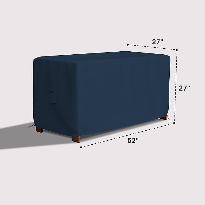 Covers & All Patio Deck Box Cover - Heavy Duty 12 Oz Waterproof Outdoor Yard Cushion Storage Box Protection 100% Weather Resistant with Air Pockets and Drawstring. (52" W X 27" D X 27" H, Blue)