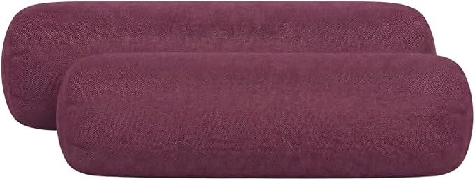 RSH DECOR: Sunbrella Neck Roll Pillows Set of 2 | 20” x 6” | Outdoor Bolster for Patio, Deck, Porch, or Poolside Furniture | Water & Fade-Resistant | Made in USA (Canvas Iris)