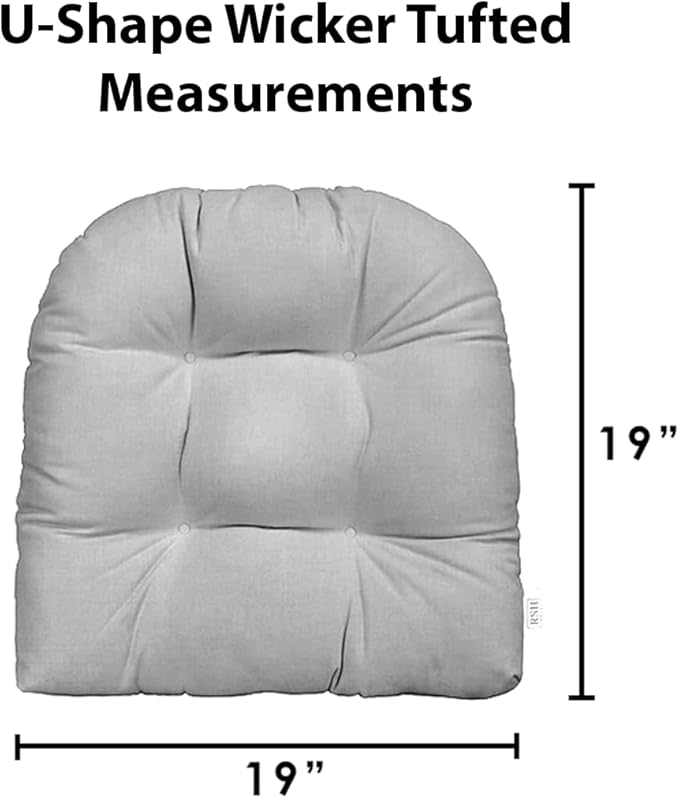 RSH DECOR: Sunbrella Tufted Wicker U-Shape Cushions Set of 2 | 19” x 19” | Outdoor Seat Cushions for Patio Furniture| Crafted with Performance Fabric | Made in USA (Aviva Cumin Brown Herringbone)