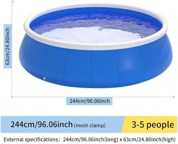 Montary Large 96"x96"x24.8" Inflatable Swimming Pool for Family- Thickened Backyard Summer Pool, Outdoor Blow Up Design with Coil Mesh, Foldable & Portable