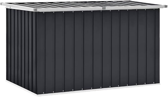 Galvanised Steel Patio Storage Box Anthracite, 58.7x39x36.6 Inch Outdoor Storage Chest for Cushions, Tools, Garden Equipment