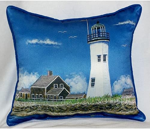 Betsy Drake Interiors Coastal Scituate MA Lighthouse Indoor/Outdoor Pillow Size: Large