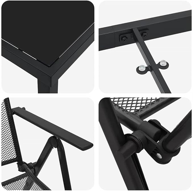 Afuera Living 7-Piece Patio Dining Set, Powder-Coated Steel Frame, Anthracite Finish, Rectangular Shape, Foldable and Height-Adjustable Design, Outdoor Garden or Patio Seating for 6 People
