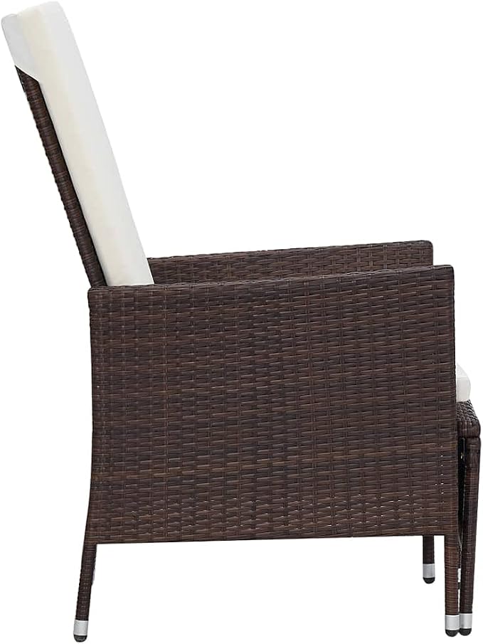 3 Piece Garden Lounge Set with Cushions, Brown Poly Rattan Outdoor Patio Chairs for Balcony and Terrace, 2 Armchairs and 1 Matching Piece Conversation Set