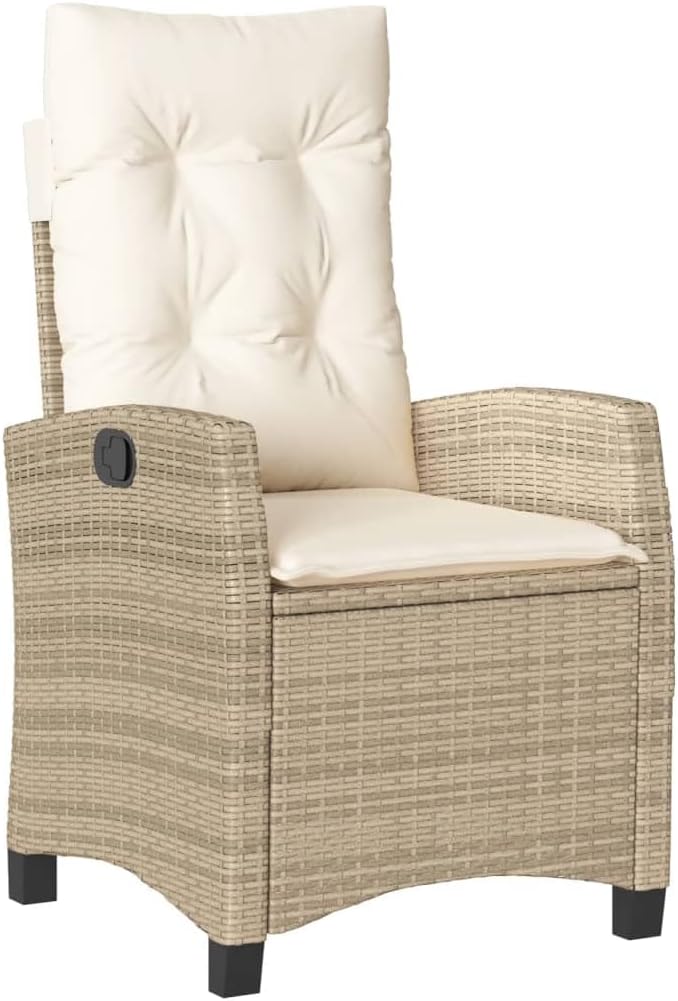 3 Piece Garden Dining Set with Adjustable Reclining Chairs and Washable Cushion Covers for Patio Balcony Outdoor Relaxation