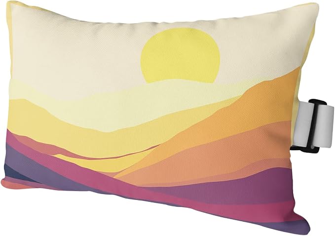 Outdoor Pillows Covers with Inserts Sunset Mountain Yellow Beautiful Abstract Painting Waterproof Pillow with Adjustable Strap Throw Pillows for Patio Furniture Recliner Lounge Chair, 11x16 inch, 1PCS