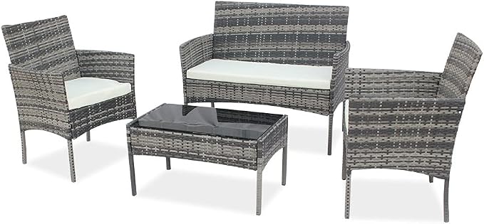 Three Colors Patio Furniture Set Outdoor Living Room Balcony Rattan Furniture Four-Piece-Brown Outdoor Furniture (Color : B) (A)