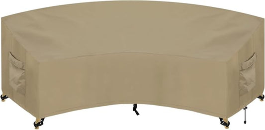 PureFit Outdoor Sectional Sofa Cover Waterproof Curved Patio Furniture Covers for Deck, Lawn and Backyard, 90Lx34Dx32Hx46FL, Camel