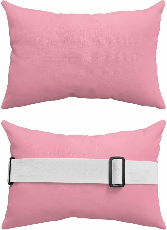 Pink Outdoor Lumbar Pillow 11x16 Inch, Farmhouse Solid Pink Color Modern Art Waterproof Throw Pillow Covers with Insert, Decorative Chair Cushions for Patio Garden Recliner
