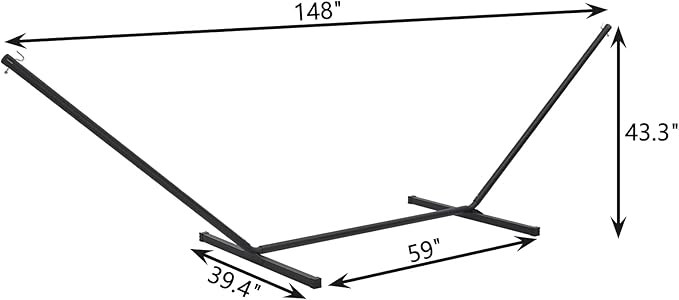 SUPERJARE 12 FT Hammock Stand Only, 450 lbs Capacity Heavy Duty Steel Hammock Stand, Portable Carrying Bag, 2 Person, Rust-Resistant Finish, Perfect for Patio, Camping, Indoor, Outdoor - Black