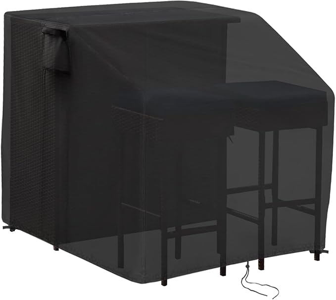 Patio Bar Set Cover, 41 Inch Waterproof Heavy Duty Outdoor Wicker Bar Table Cover, Outdoor Furniture Set for Stools and Glass Top Table Chair Covers - 41"L x 38"W x 40"H