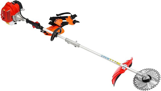 Gas Weed Wacker, 51.7CC 2-Strokes Cutter Grass Trimmer, 4 in 1 Lawn Mower Pruner Tool Multi Garden Tools Brush Cutter, Gas Hedge Trimmer Pole Saw with Extension Pole, Red